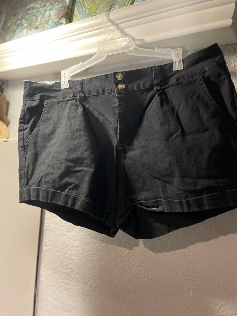 Ambiance Black Cotton-Blend Mid-Rise Jean Shorts